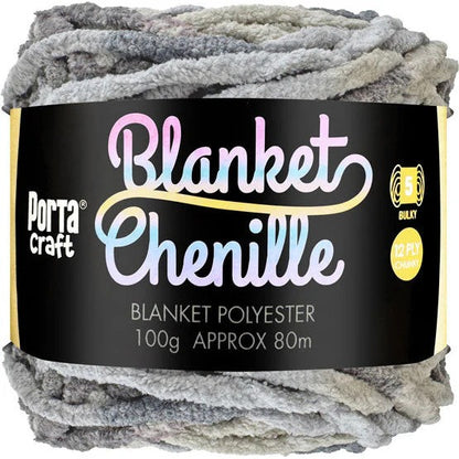 Chenille Blanket Yarn 100g 80m Multi Granite