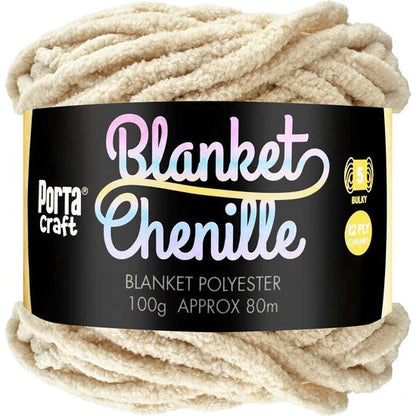 Chenille Blanket Yarn 100g 80m Solid Flat White