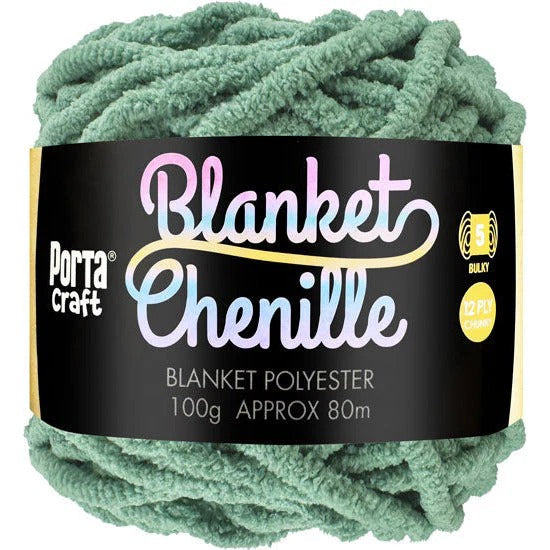 Chenille Blanket Yarn 100g 80m Solid Eucalyptus