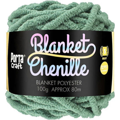 Chenille Blanket Yarn 100g 80m Solid Eucalyptus