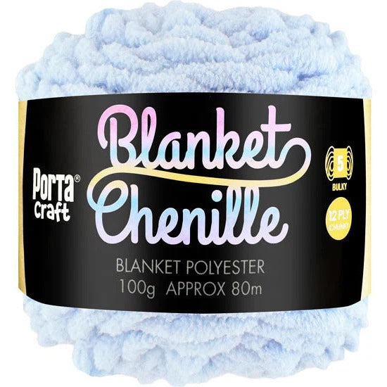 Chenille Blanket Yarn 100g 80m Solid Baby Blue
