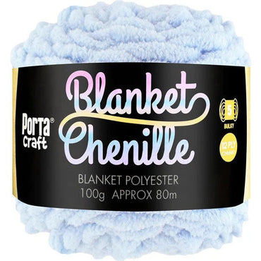 Chenille Blanket Yarn 100g 80m Solid Baby Blue