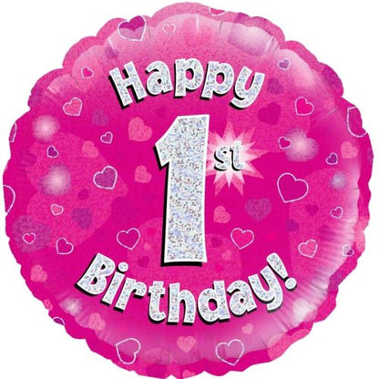 Foil Balloon 45cm Pink Holo Happy Birthday #1