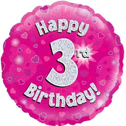 Foil Balloon 45cm Pink Holo Happy Birthday #3