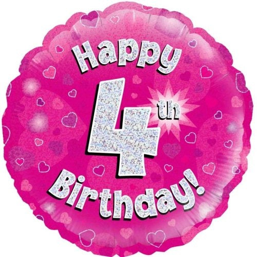 Foil Balloon 45cm Pink Holo Happy Birthday #4