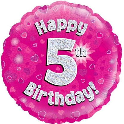 Foil Balloon 45cm Pink Holo Happy Birthday #5