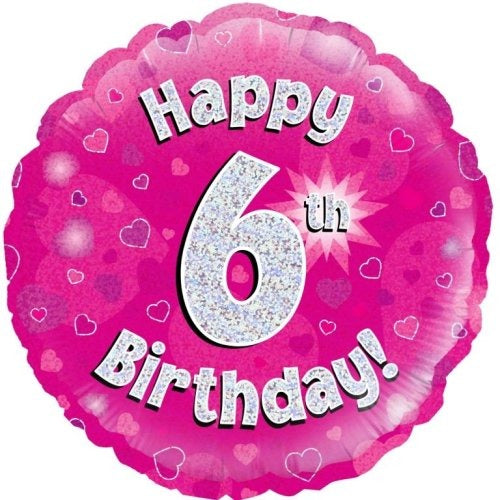 Foil Balloon 45cm Pink Holo Happy Birthday #6