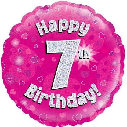 Foil Balloon 45cm Pink Holo Happy Birthday #7