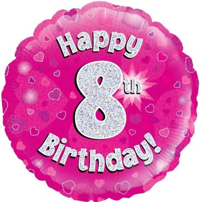 Foil Balloon 45cm Pink Holo Happy Birthday #8