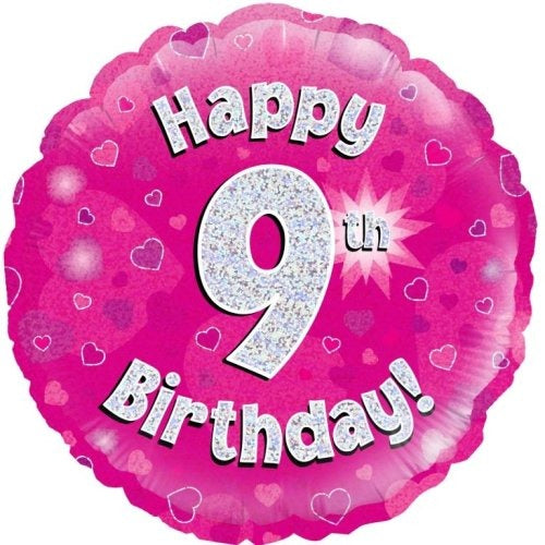 Foil Balloon 45cm Pink Holo Happy Birthday #9