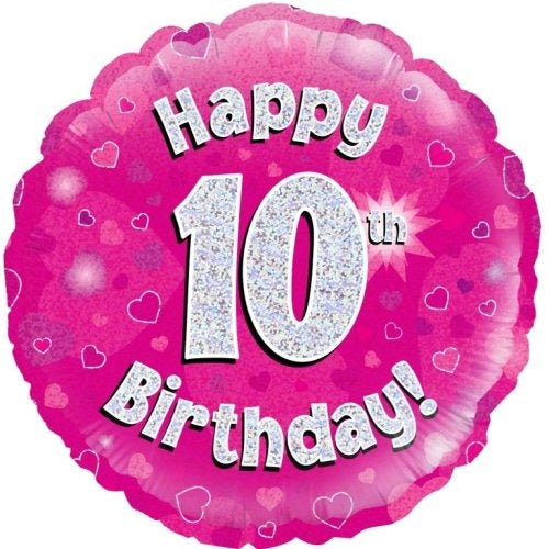 Foil Balloon 45cm Pink Holo Happy Birthday #10