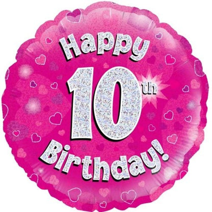 Foil Balloon 45cm Pink Holo Happy Birthday #10