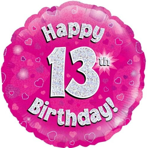 Foil Balloon 45cm Pink Holo Happy Birthday #13