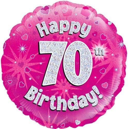 Foil Balloon 45cm Pink Holo Happy Birthday #70