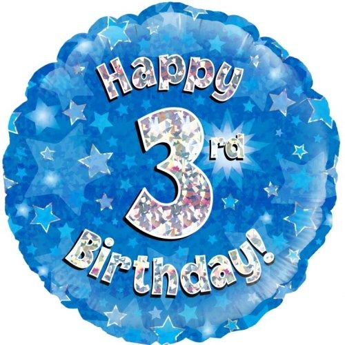 Foil Balloon 45cm Blue Holo Happy Birthday #3