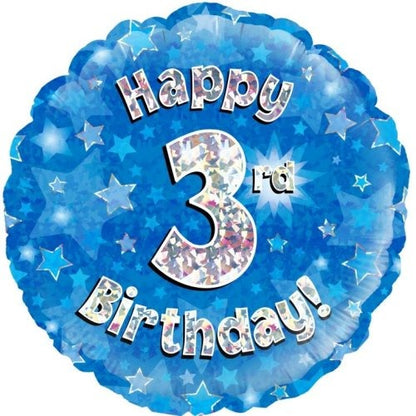 Foil Balloon 45cm Blue Holo Happy Birthday #3