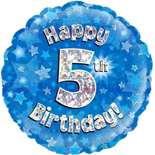 Foil Balloon 45cm Blue Holo Happy Birthday #5