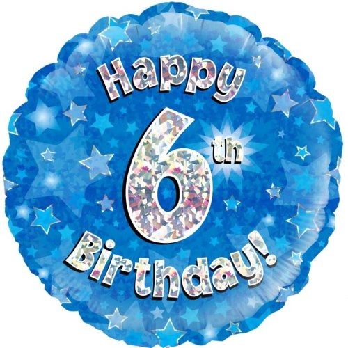 Foil Balloon 45cm Blue Holo Happy Birthday #6