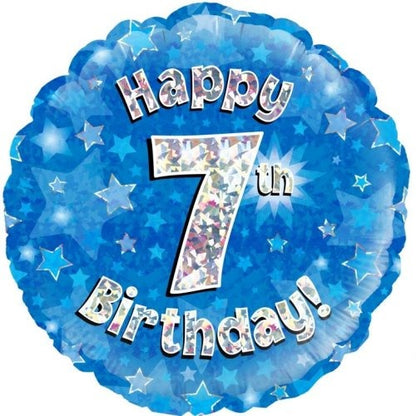 Foil Balloon 45cm Blue Holo Happy Birthday #7