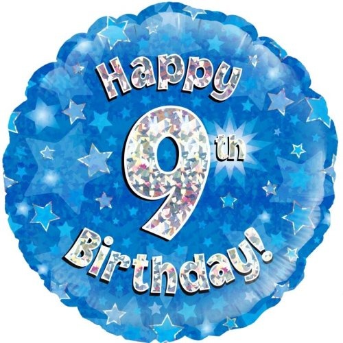 Foil Balloon 45cm Blue Holo Happy Birthday #9