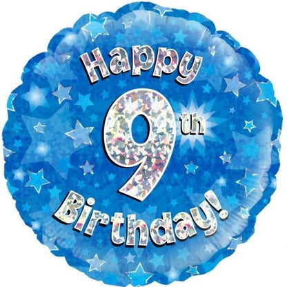 Foil Balloon 45cm Blue Holo Happy Birthday #9