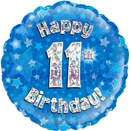 Foil Balloon 45cm Blue Holo Happy Birthday #11
