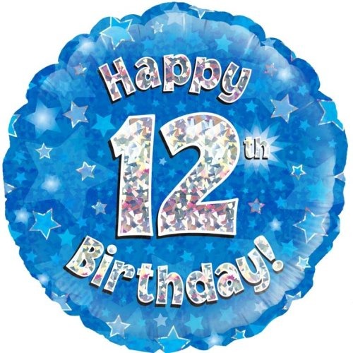 Foil Balloon 45cm Blue Holo Happy Birthday #12