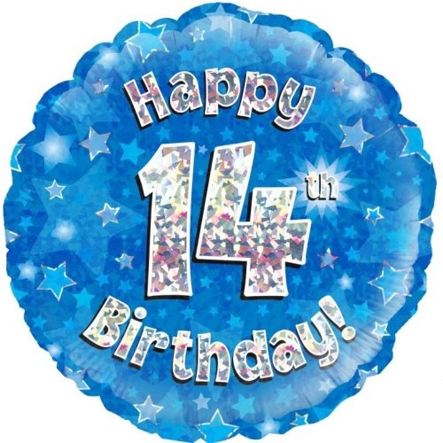 Foil Balloon 45cm Blue Holo Happy Birthday #14