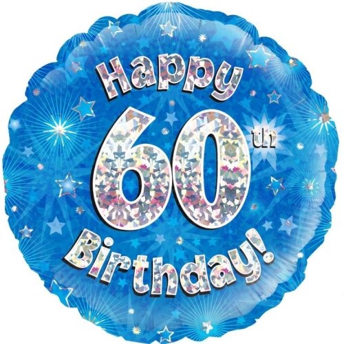 Foil Balloon 45cm Blue Holo Happy Birthday #60