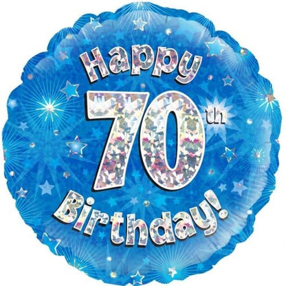 Foil Balloon 45cm Blue Holo Happy Birthday #70