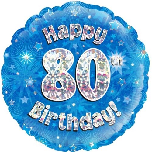 Foil Balloon 45cm Blue Holo Happy Birthday #80