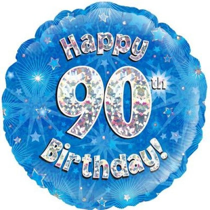 Foil Balloon 45cm Blue Holo Happy Birthday #90