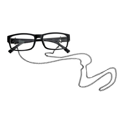 Black Rim Glasses with Black Chain