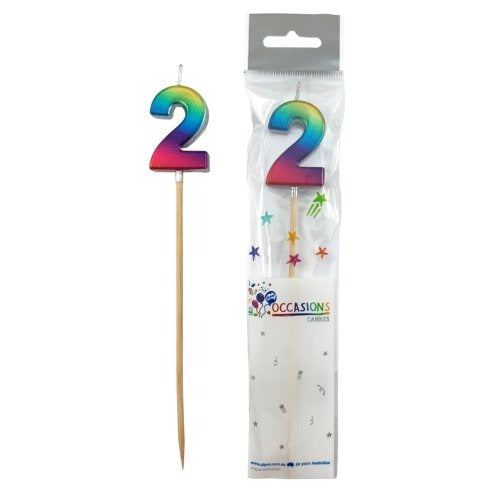 CANDLE RAINBOW METALLIC LONG STICK #2 image 0