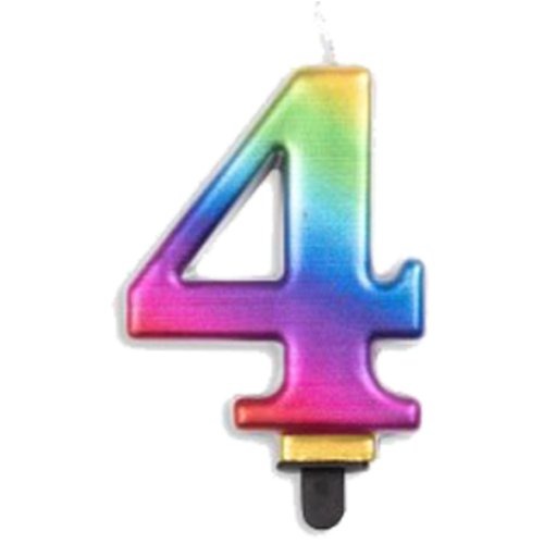 CANDLE NUMERAL JUMBO RAINBOW #4 image 0