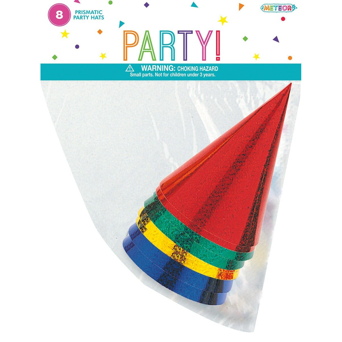 8 PARTY HATS - PRISMATIC FOIL image 0