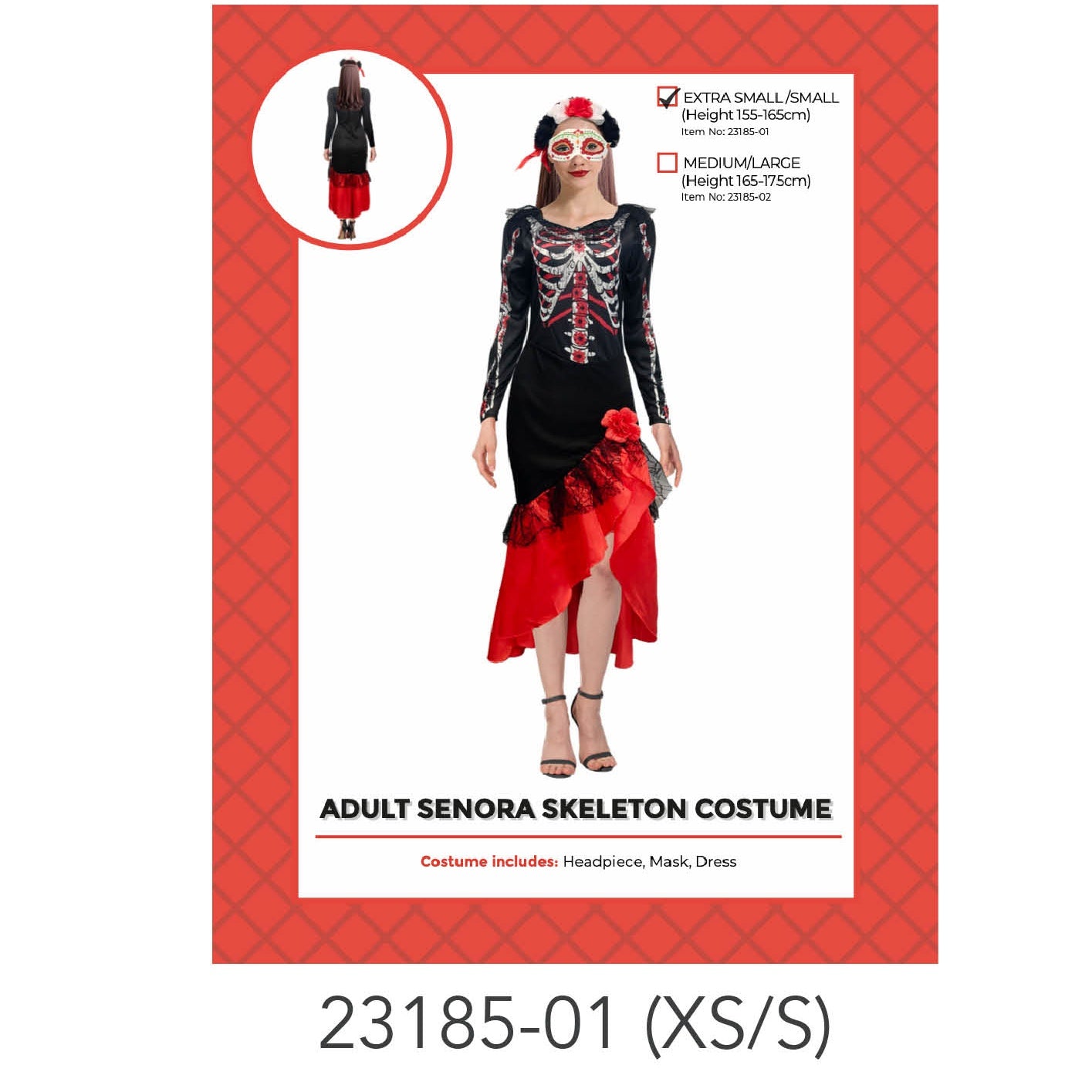 Adult Spanish Skeleton Girl Costume XS/S