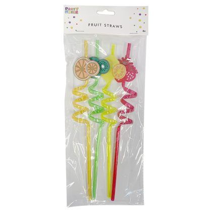 Fruit Assorted Plastic Straws 4pk image 0