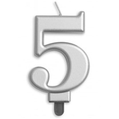 CANDLE NUMERAL JUMBO SILVER #5 image 0