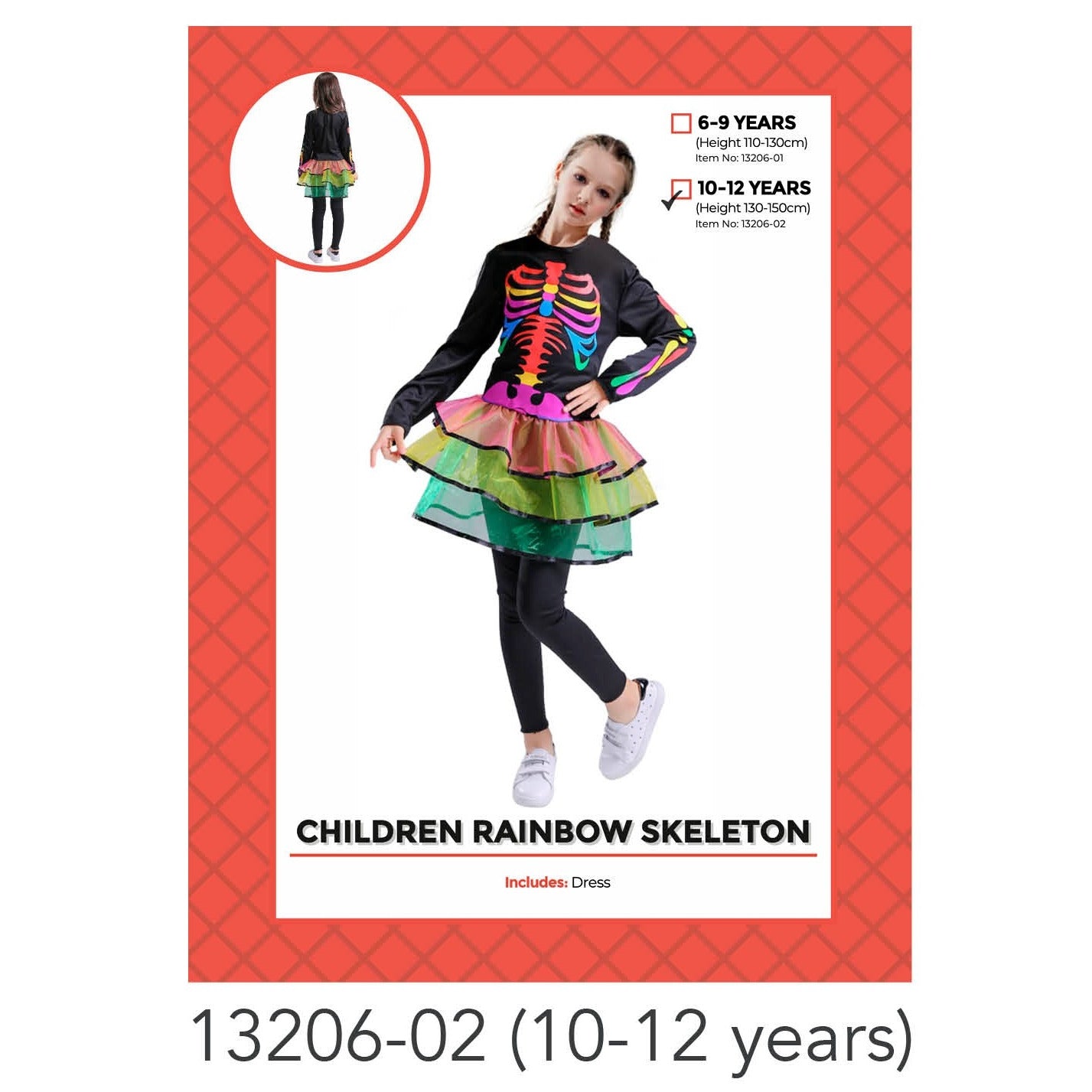 Children Rainbow Skeleton Costume 10-12 years image 0