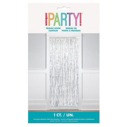 Silver Fringe Door Curtain 1m x 2m image 0