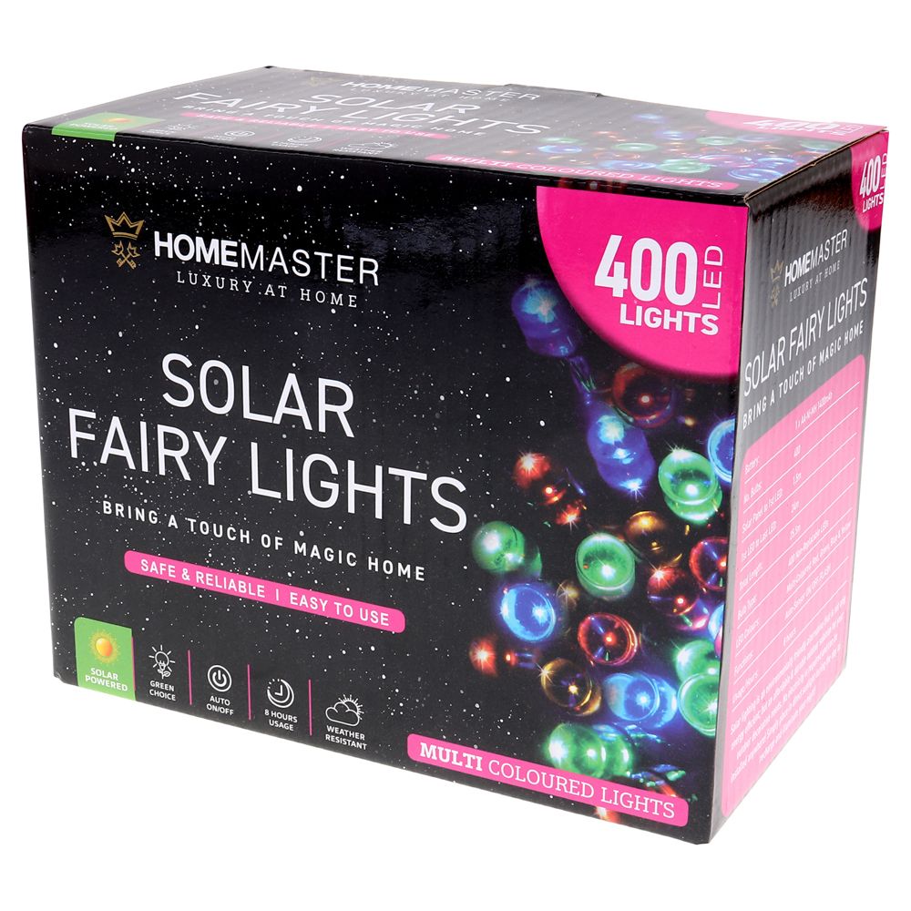 Fairy Light Solar 400LED 25.5m Total Length Multi Colour 2 Functions image 0