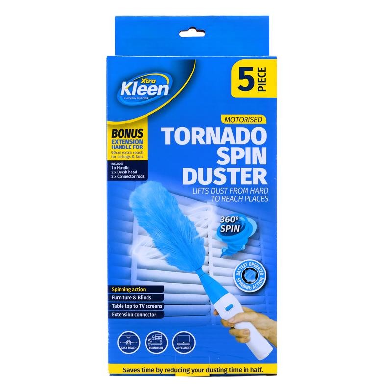 Tornado Spin Duster Includes 2 Dusting Heads & Extension Rod - 4xAA Batteries Not Included