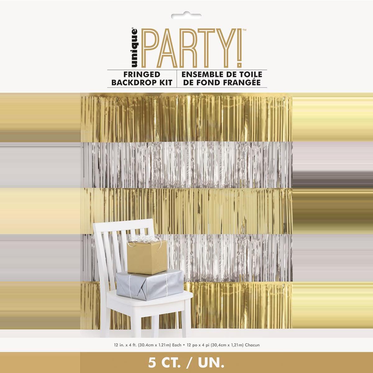 Silver/Gold Foil Fringe 5pcs Backdrop Kit