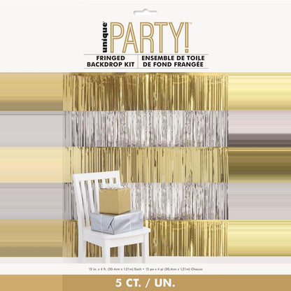 Silver/Gold Foil Fringe 5pcs Backdrop Kit
