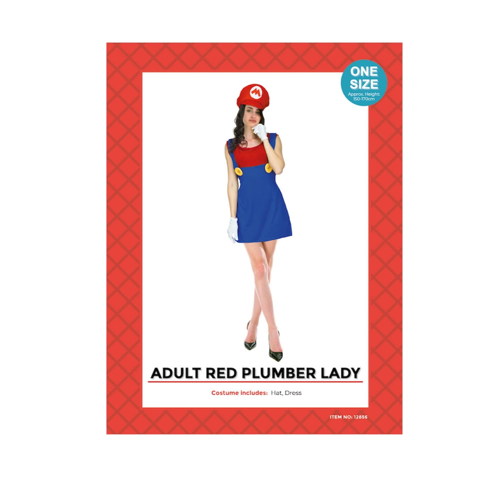 Adult Red Plumber Girl Costume image 0