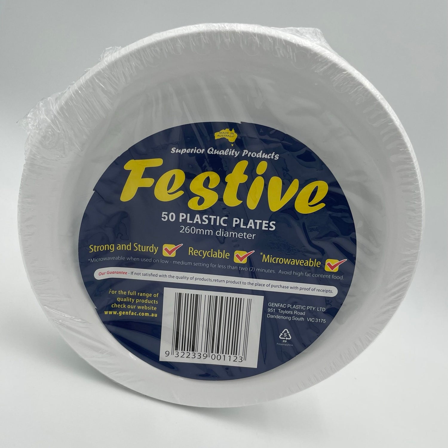 50 Pk White Round Plastic Plates (260mm) image 0
