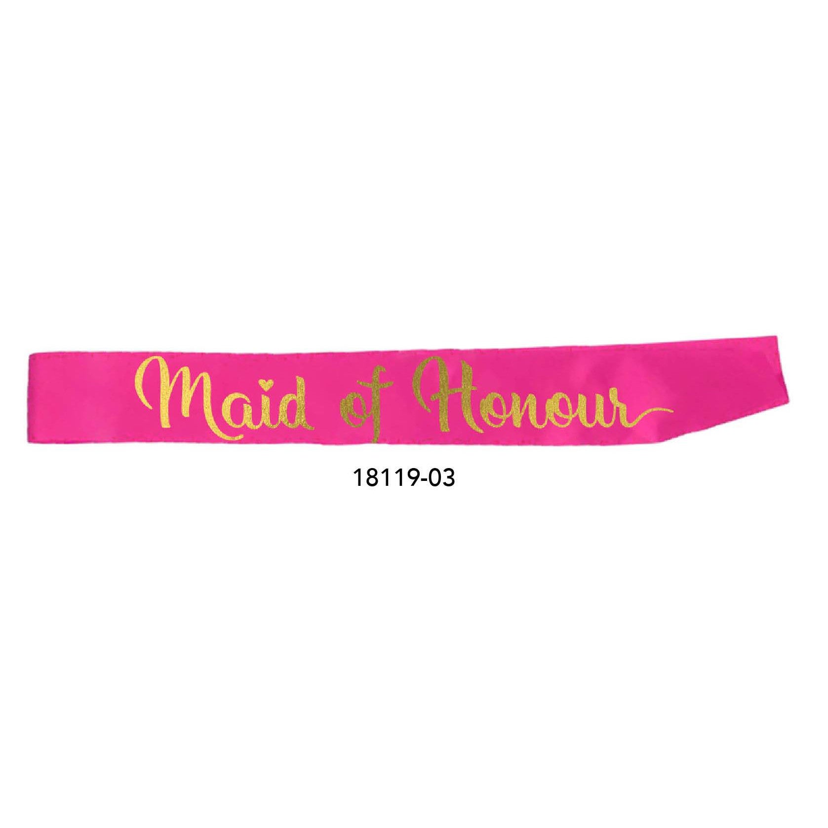 Party Sash (Maid of honour-Hot Pink) image 0