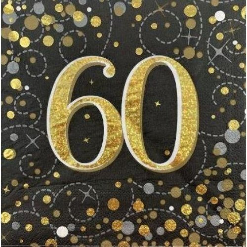 Sparkling Fizz Black & Gold Napkin 33cm #60 Pk16 image 0