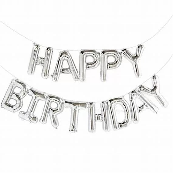 Happy Birthday Foil Balloon Set - Silver image 0
